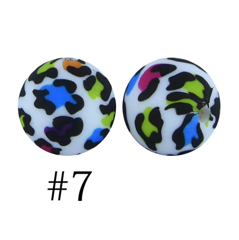 15mm Round Silicone Beads - Printed
