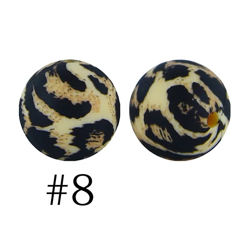 12mm Round Silicone Beads - Printed