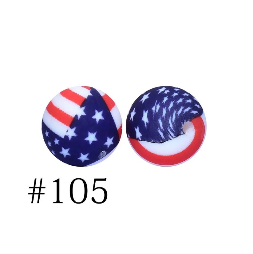 12mm Round Silicone Beads - Printed