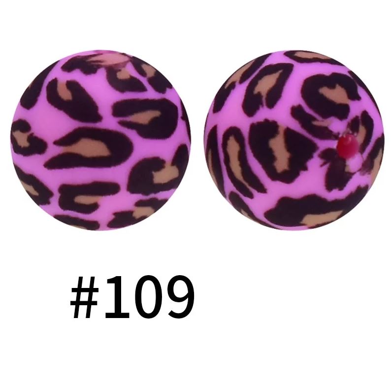 15mm Round Silicone Beads - Printed
