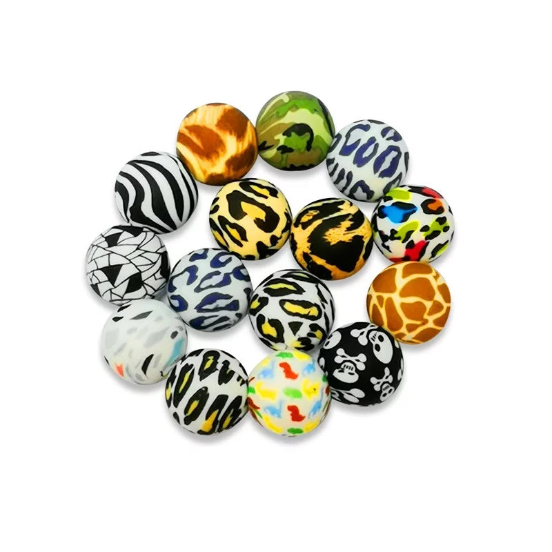 15mm Round Silicone Beads - Printed