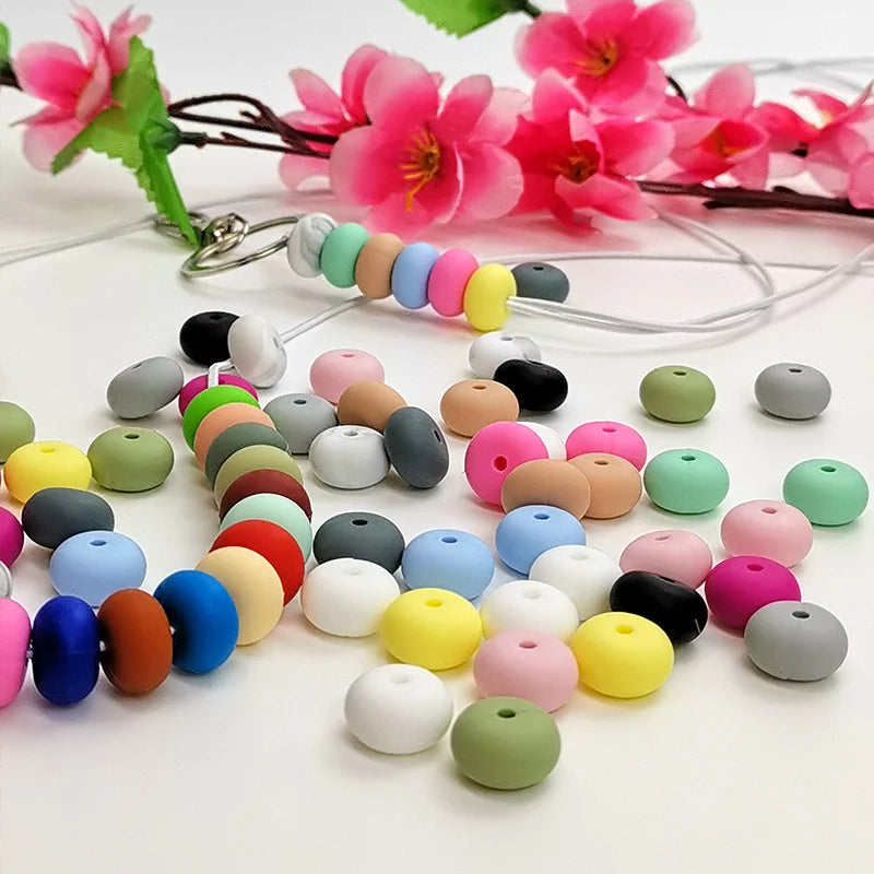 14mm Silicone Abacus Spacer Beads