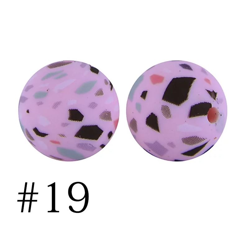12mm Round Silicone Beads - Printed