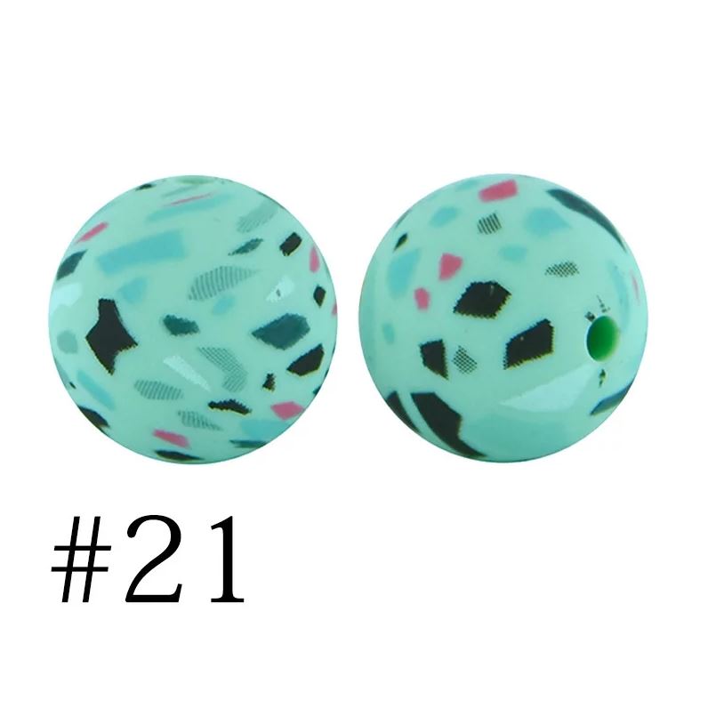 12mm Round Silicone Beads - Printed