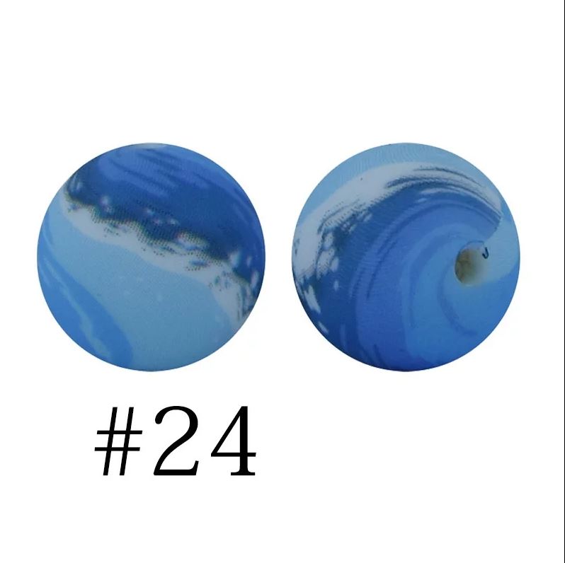 15mm Round Silicone Beads - Printed