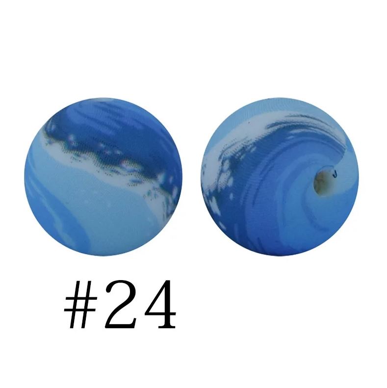 12mm Round Silicone Beads - Printed
