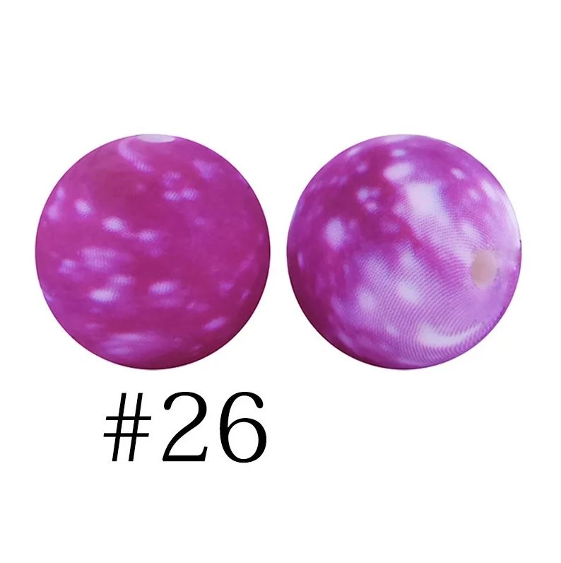 12mm Round Silicone Beads - Printed