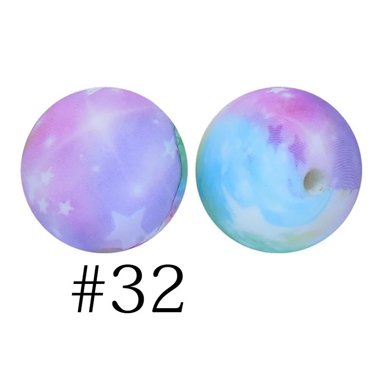 15mm Round Silicone Beads - Printed