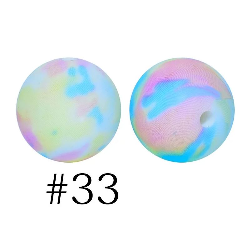 12mm Round Silicone Beads - Printed