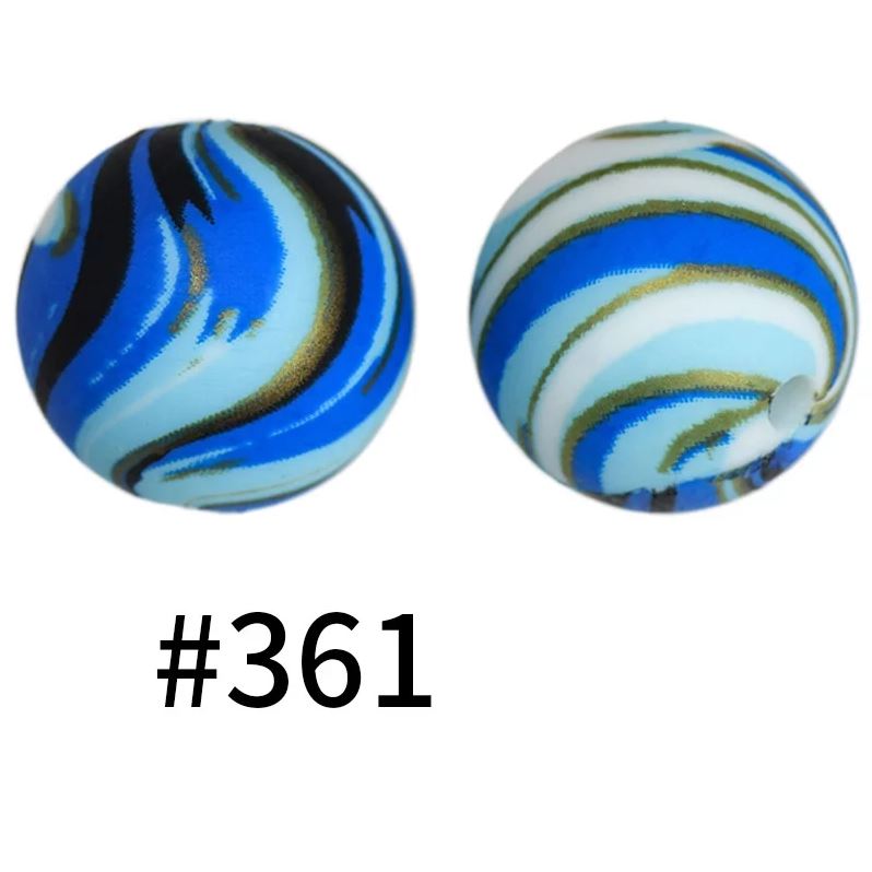 15mm Round Silicone Beads - Printed