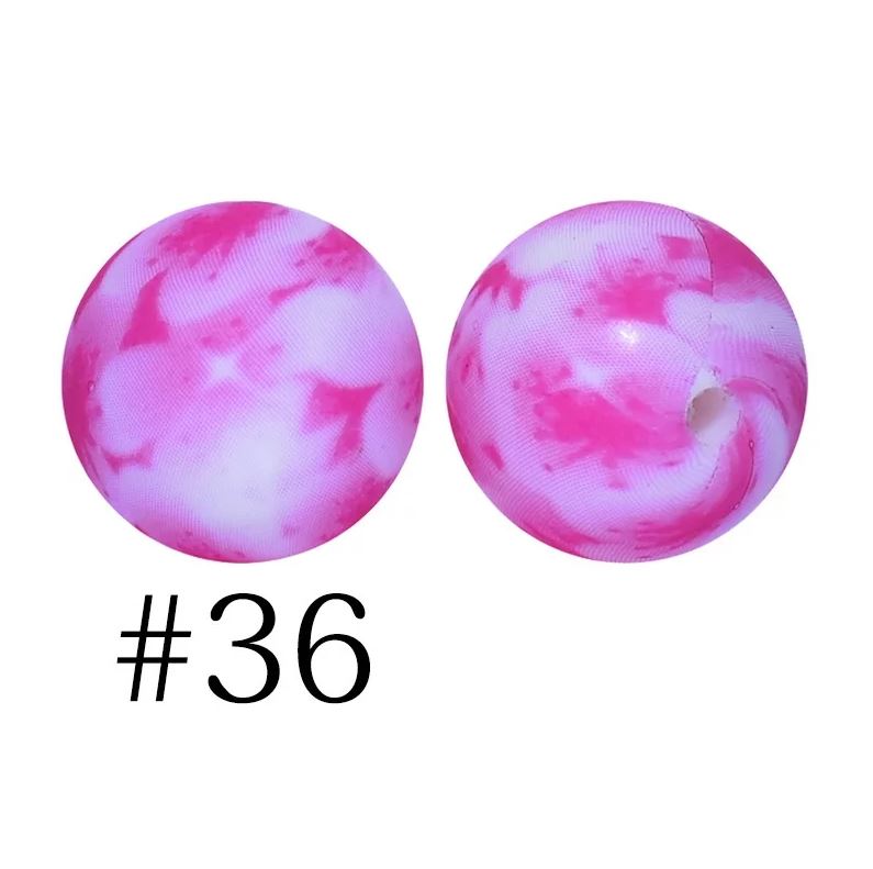 12mm Round Silicone Beads - Printed