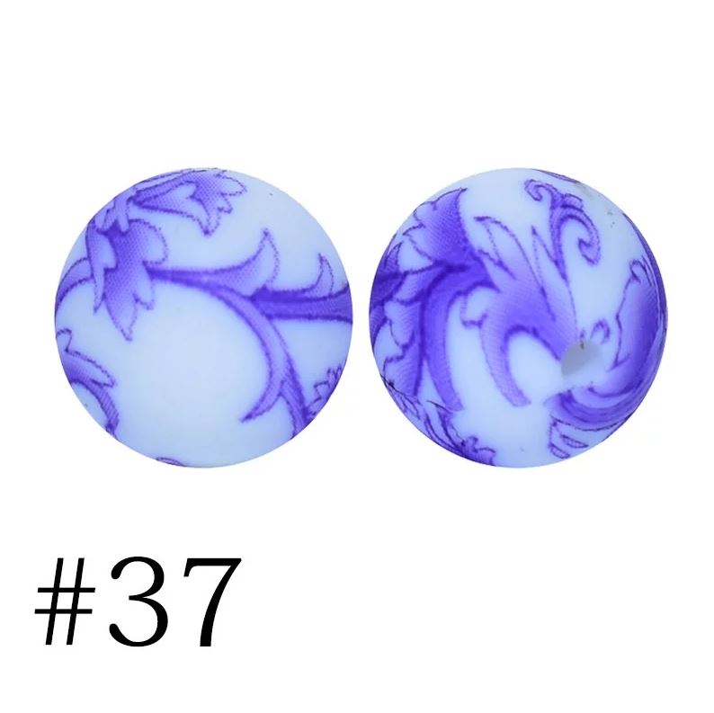 15mm Round Silicone Beads - Printed