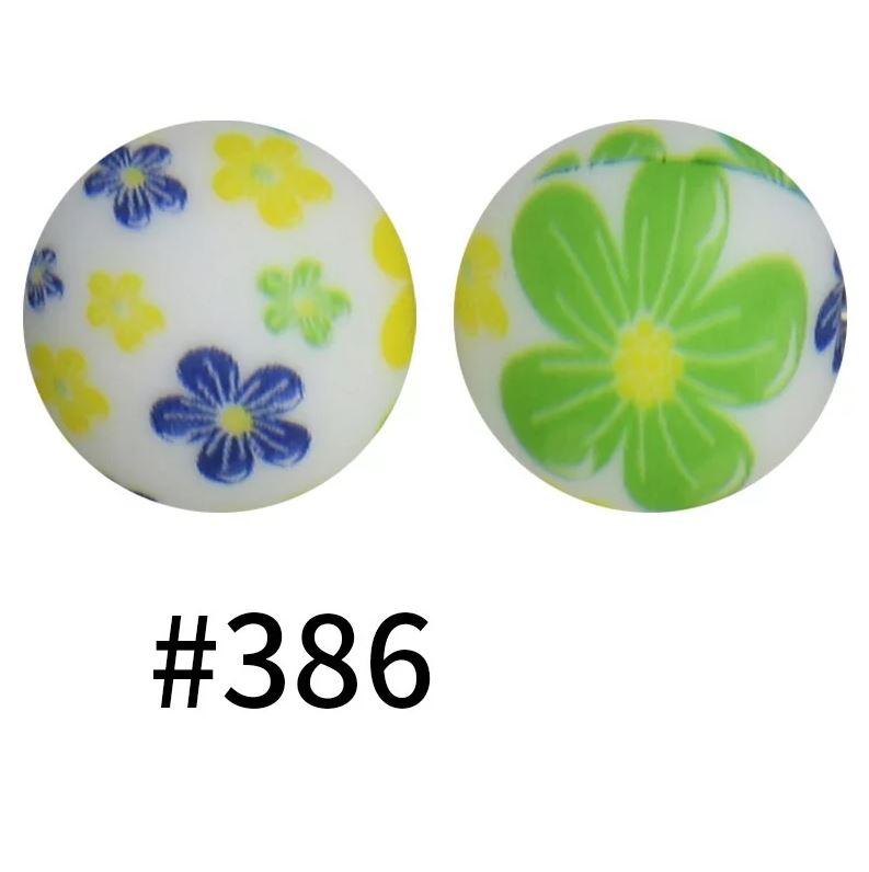 15mm Round Silicone Beads - Printed