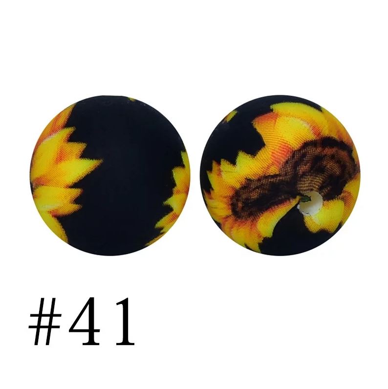 12mm Round Silicone Beads - Printed