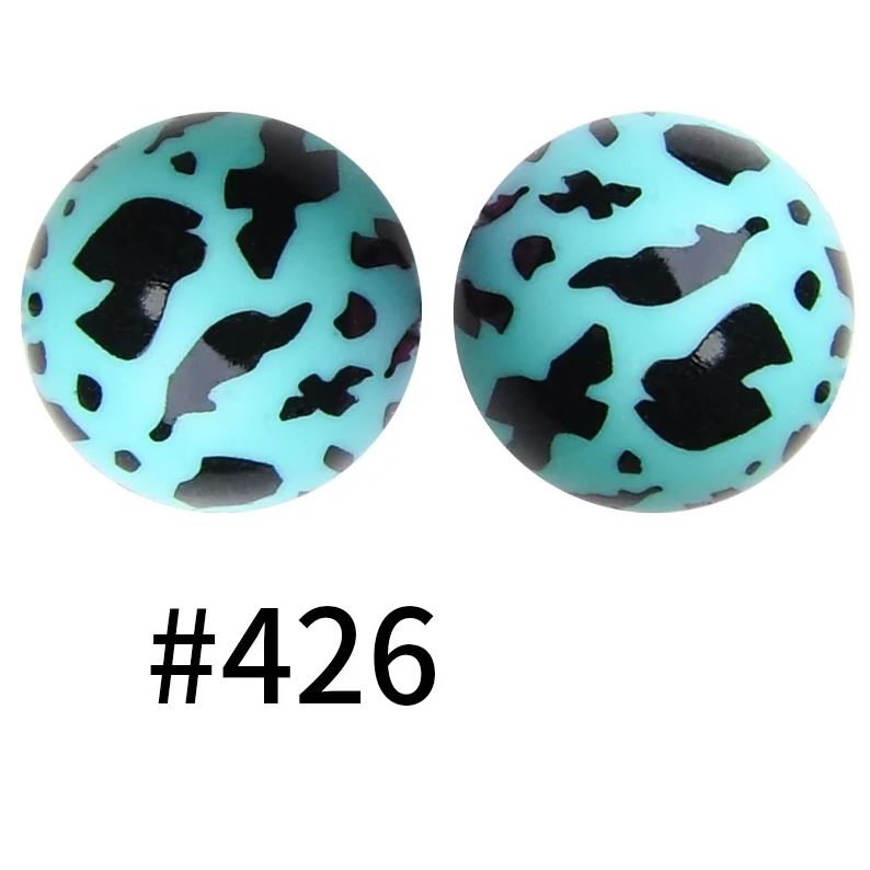 15mm Round Silicone Beads - Printed