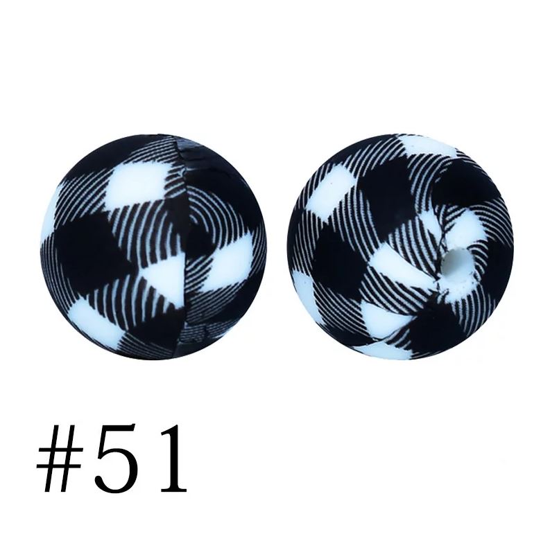 12mm Round Silicone Beads - Printed