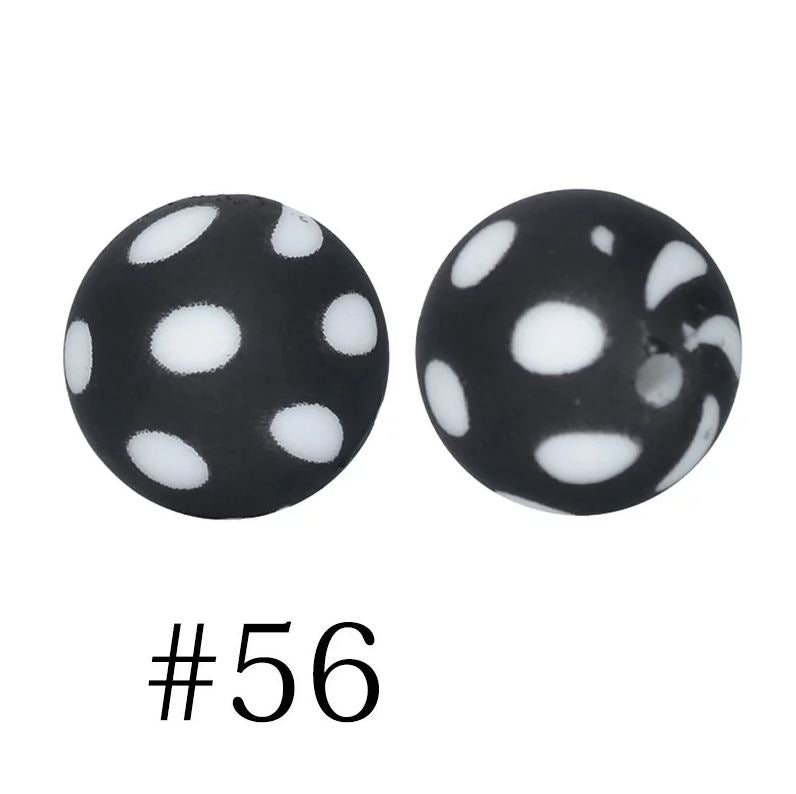 12mm Round Silicone Beads - Printed