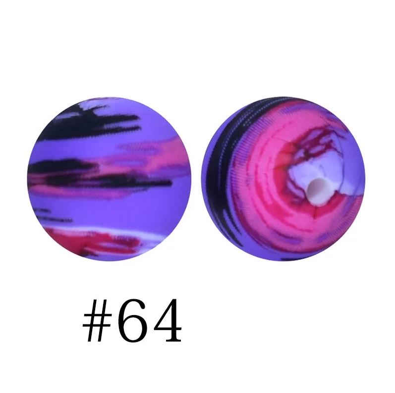 15mm Round Silicone Beads - Printed