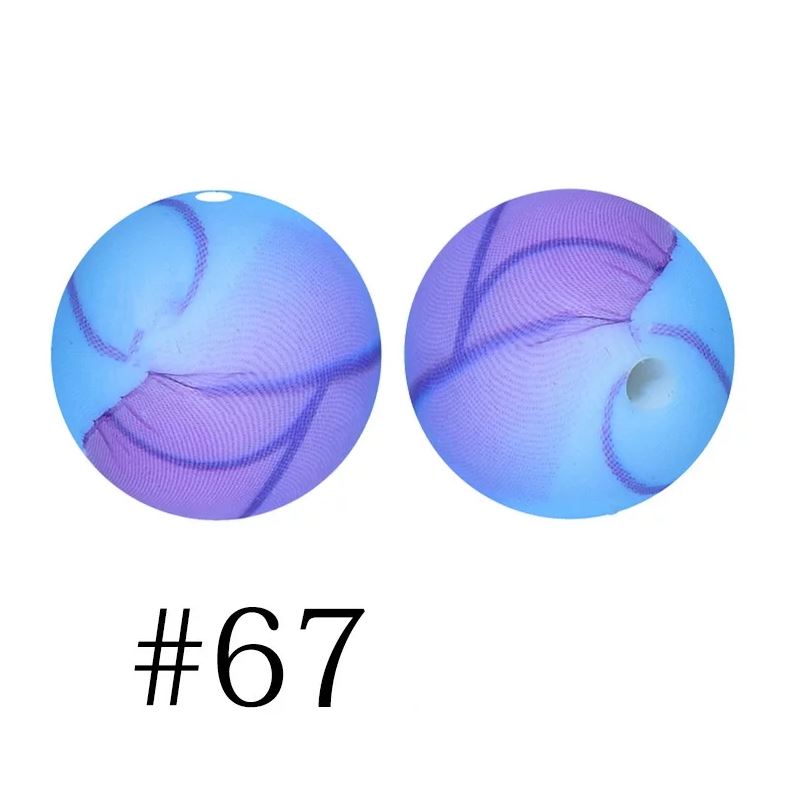 12mm Round Silicone Beads - Printed