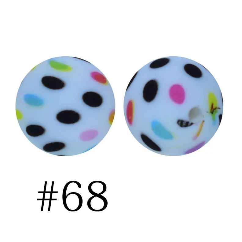 12mm Round Silicone Beads - Printed