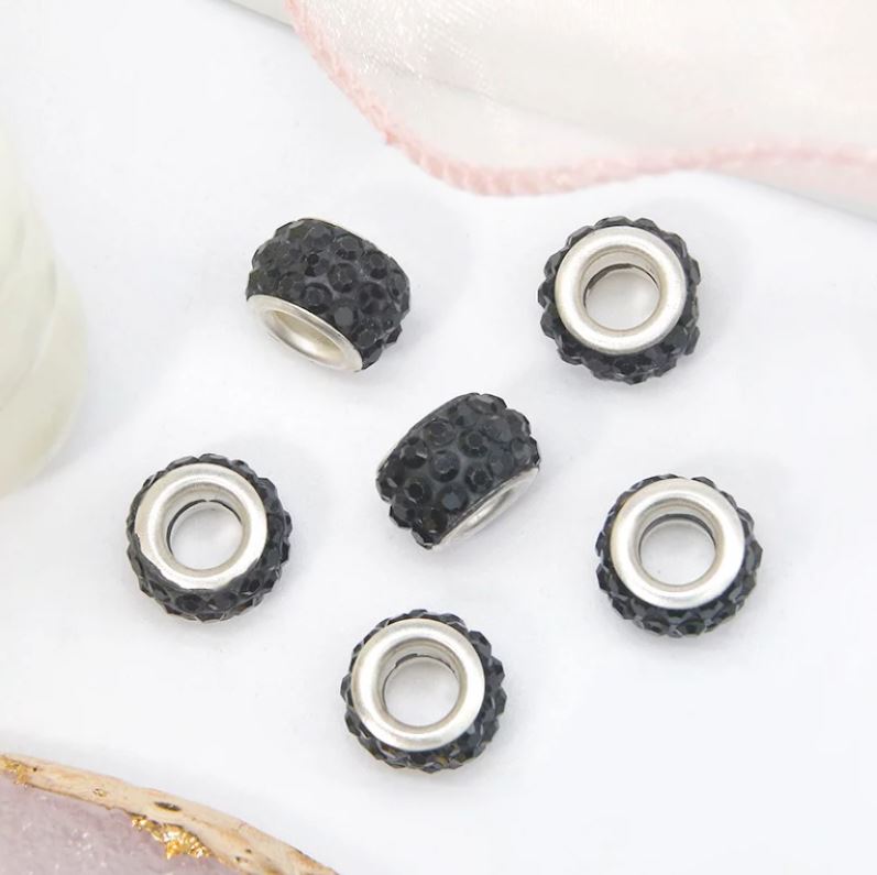 12mm 3-Rows Rhinestones Large Hole Spacer Bead