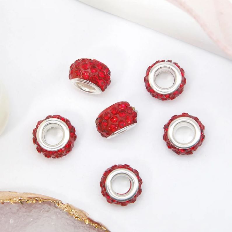 12mm 3-Rows Rhinestones Large Hole Spacer Bead