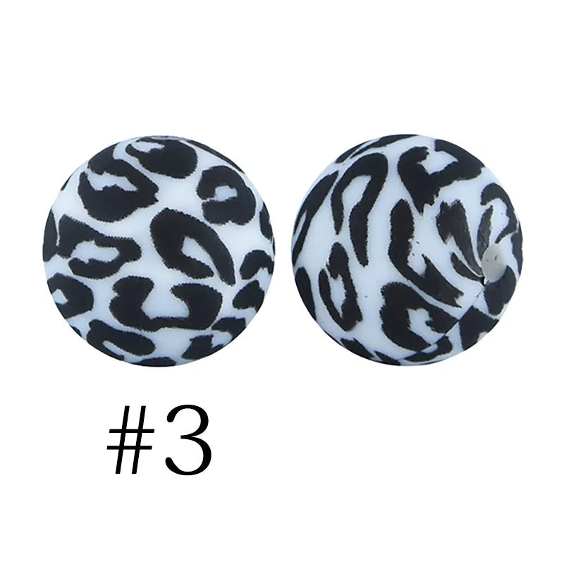 15mm Round Silicone Beads - Printed