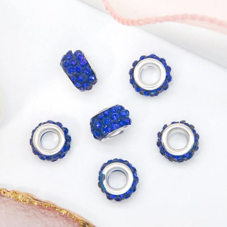 12mm 3-Rows Rhinestones Large Hole Spacer Bead