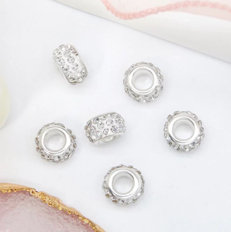 12mm 3-Rows Rhinestones Large Hole Spacer Bead