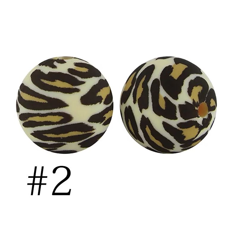 12mm Round Silicone Beads - Printed