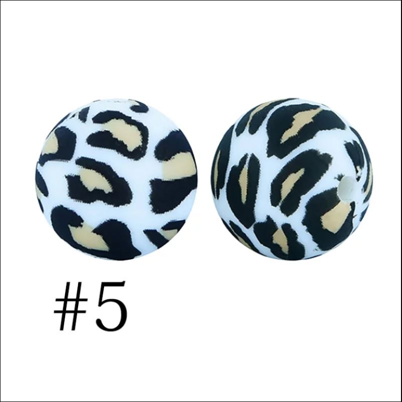 15mm Round Silicone Beads - Printed