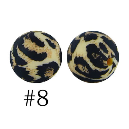 12mm Round Silicone Beads - Printed