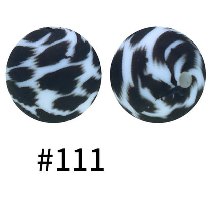 15mm Round Silicone Beads - Printed