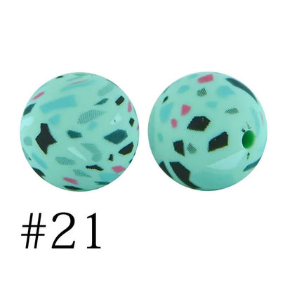 12mm Round Silicone Beads - Printed