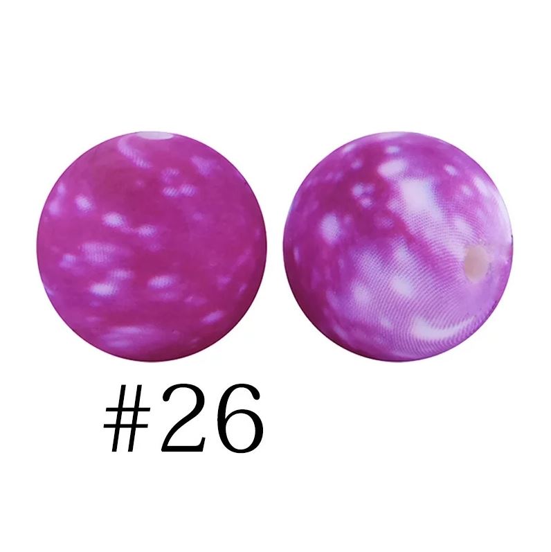15mm Round Silicone Beads - Printed
