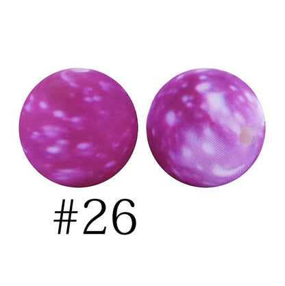 15mm Round Silicone Beads - Printed