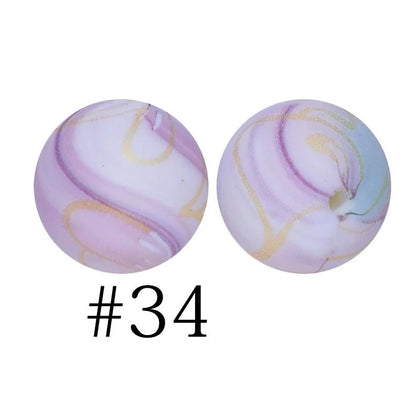 12mm Round Silicone Beads - Printed