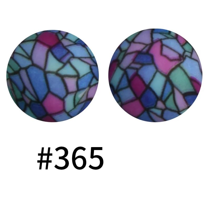 15mm Round Silicone Beads - Printed