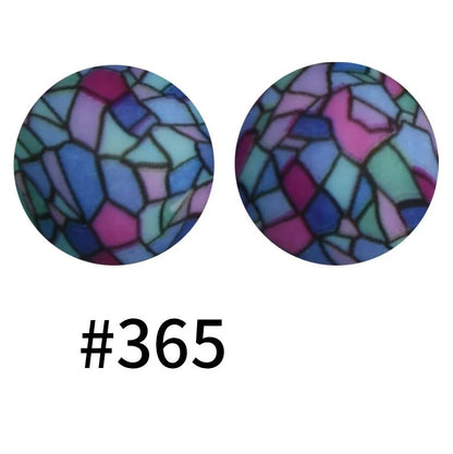 15mm Round Silicone Beads - Printed