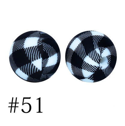 12mm Round Silicone Beads - Printed