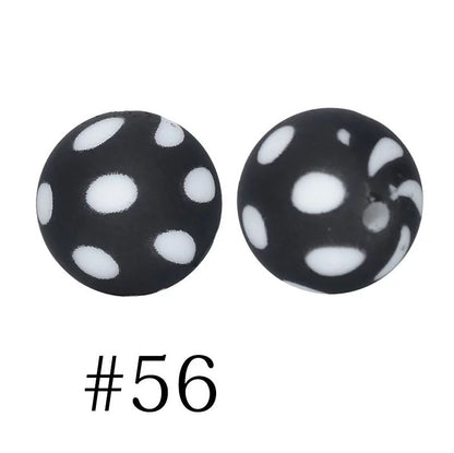 12mm Round Silicone Beads - Printed