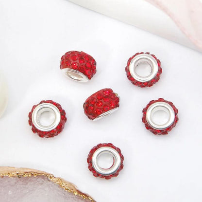 12mm 3-Rows Rhinestones Large Hole Spacer Bead